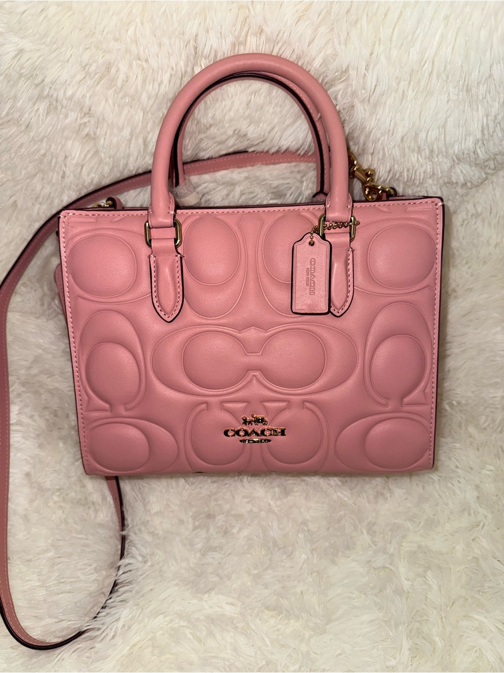Coach Maggie Tote in Signature Leather Pink